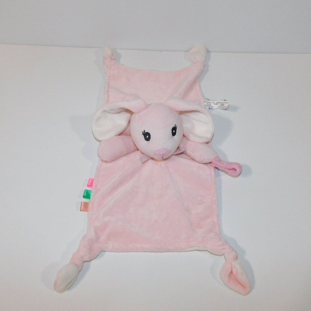 Monkey Bars Pink Bunny Rabbit Security Blanket with Pacifier Holder Baby Lovey